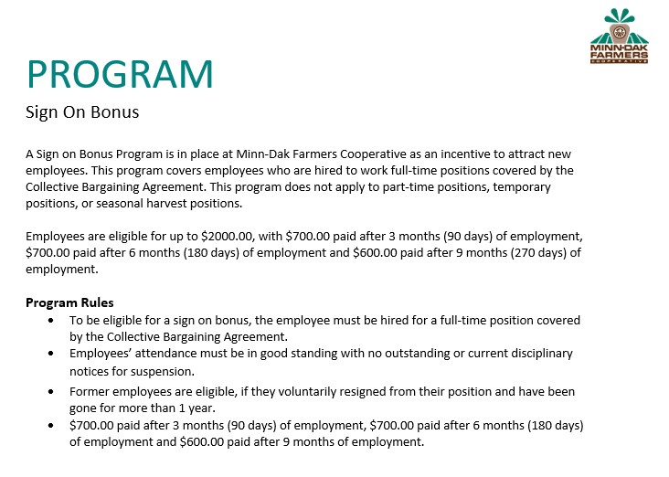 Careers MinnDak Farmers Cooperative Wahpeton, ND